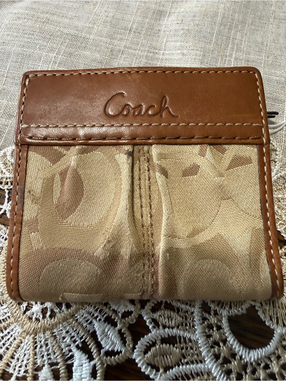 Coach Tan and Brown Signature Wallet
